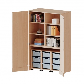 Garagenschrank OH,ne Sockel, 5 OH, 3 Container mit je 3 hohen Boxen, B/H/T 120x190x60cm 